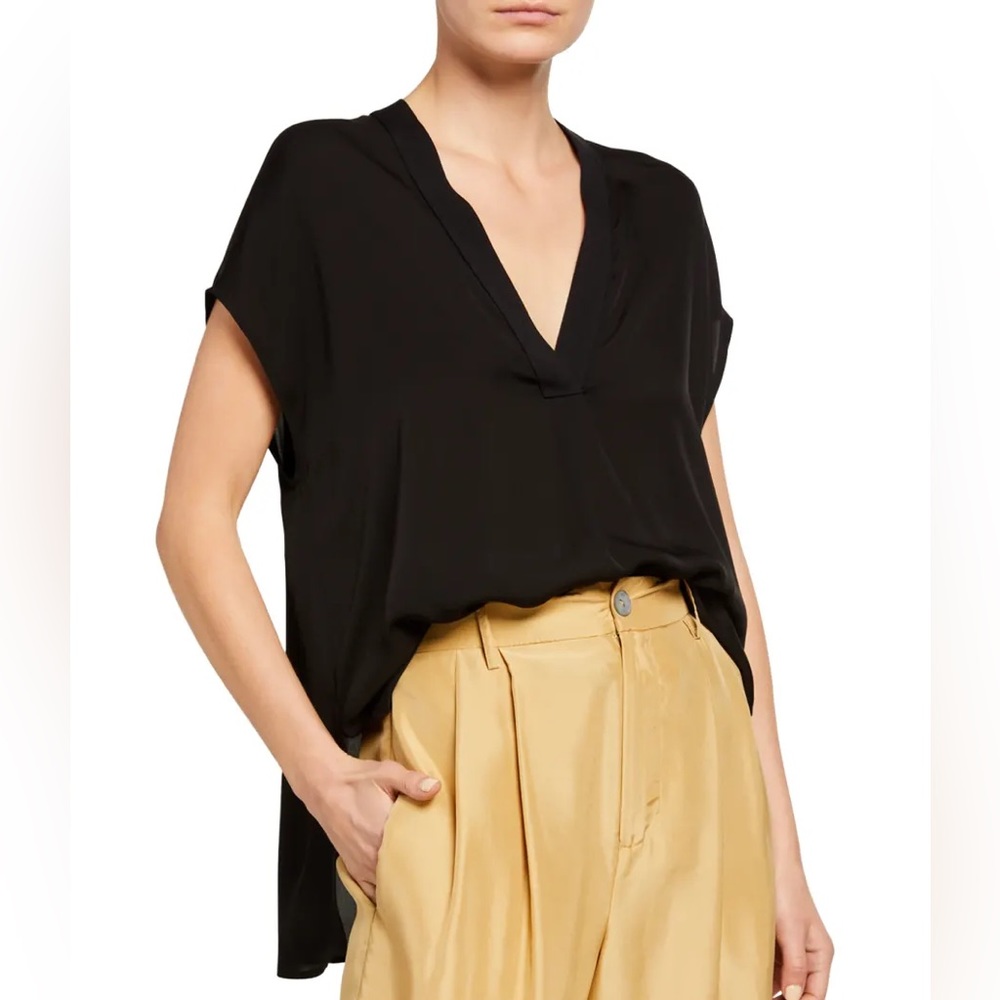 Vince silk sheer black blouse